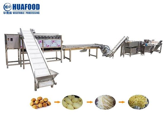 خط غسيل البطاطس المقلية الصناعية 500 كجم / ساعة خط معالجة قطاع البطاطس